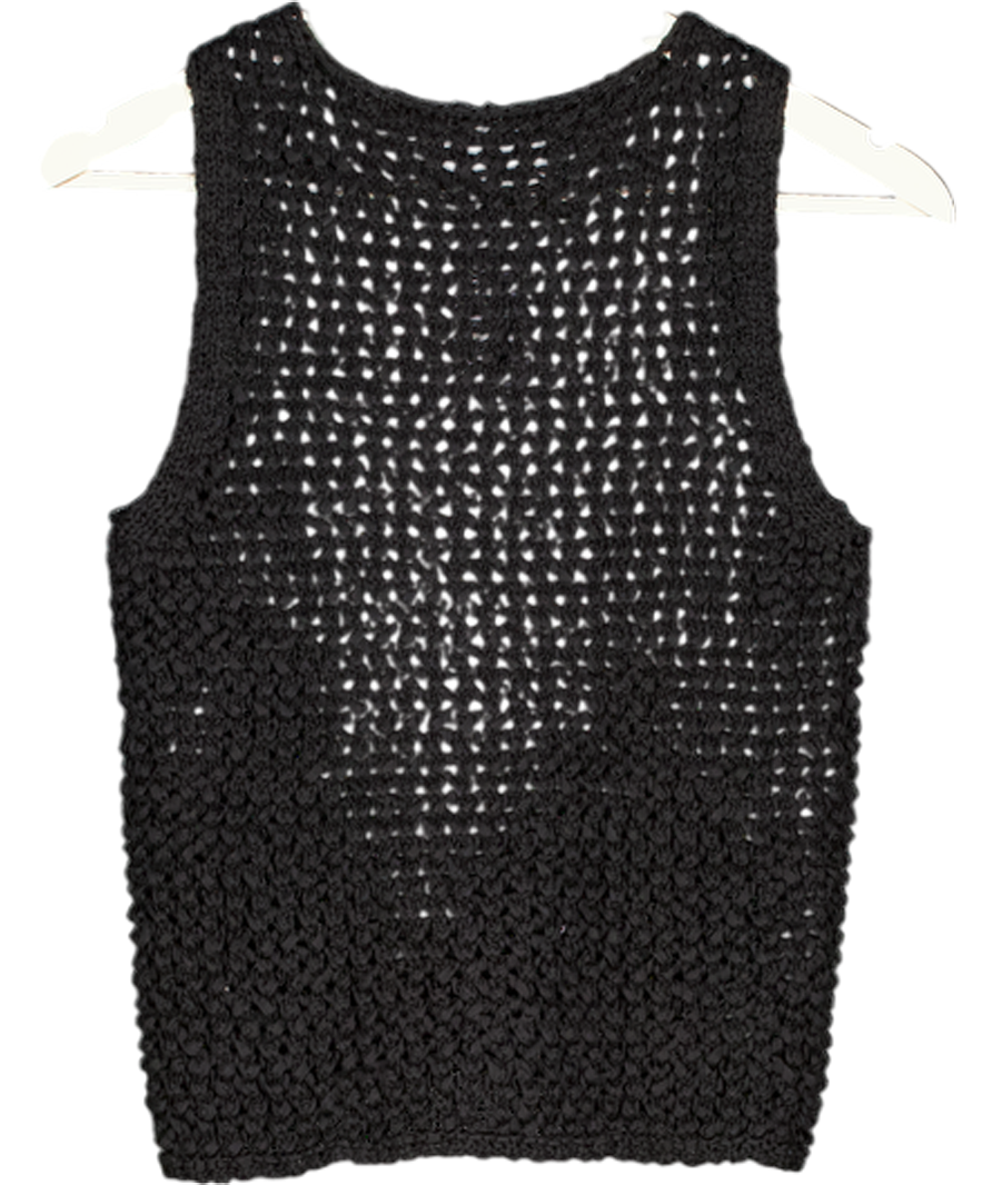 ASOS Tape Yarn Open Stitch Vest In Black UK S