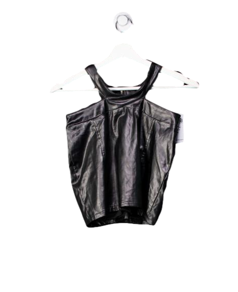 Fashion Nova Black Faux Leather cut out mini skirt UK XS
