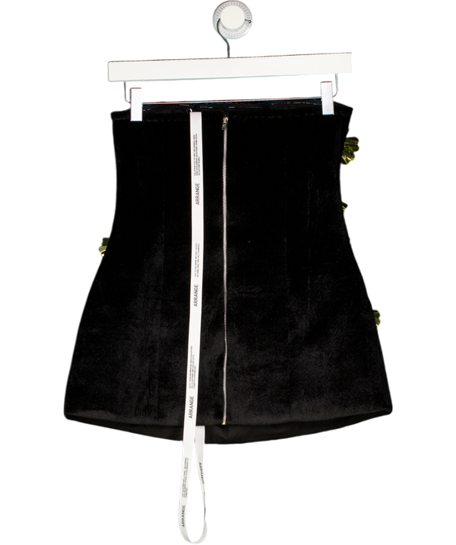 ARRANGE Black / Gold 3d Floral Longline Bandeau Top In Black UK 10