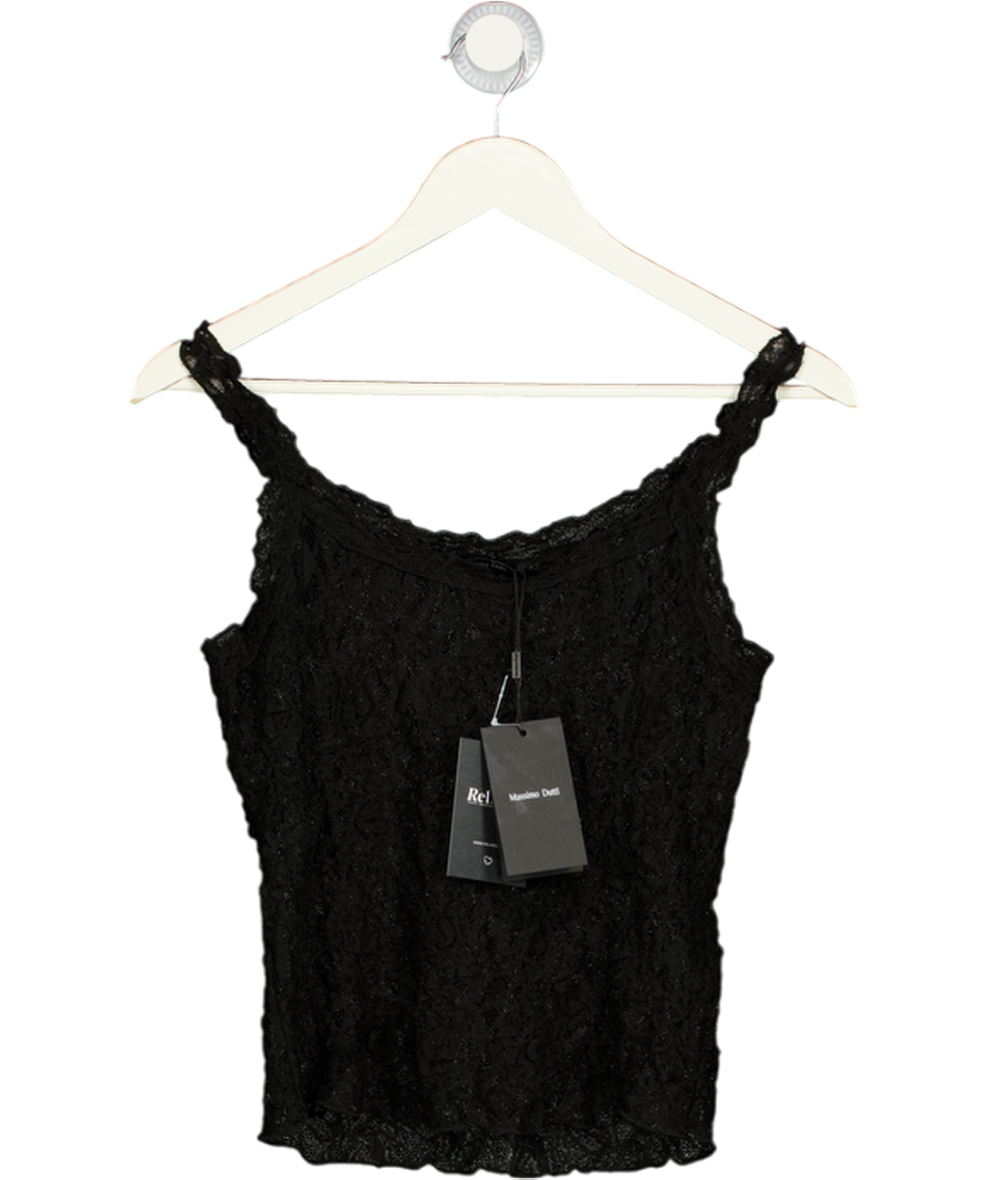 MASSIMO DUTTI Black Lace Mesh Top UK S