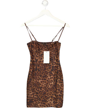 ZARA Brown Animal Print Corsetry-inspired Tulle Dress UK S