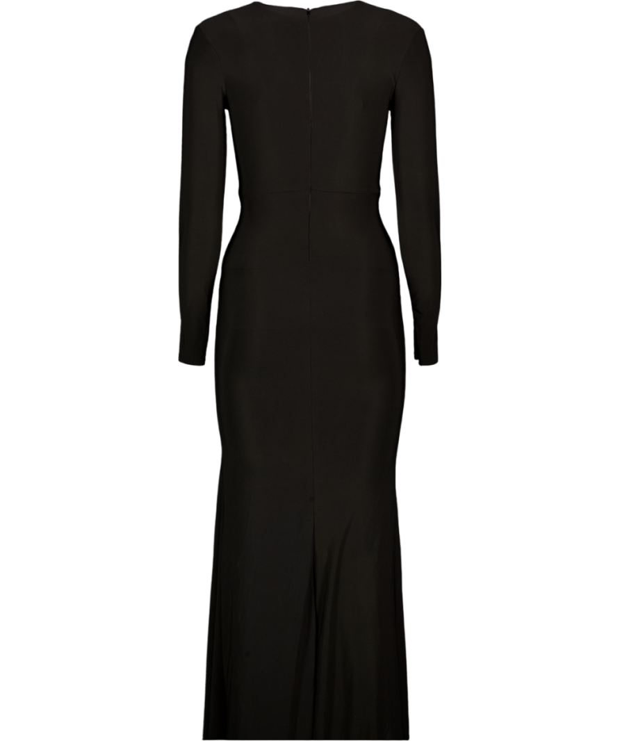 CLUB L Black Wrap Front Maxi Dress With Side Split UK 10