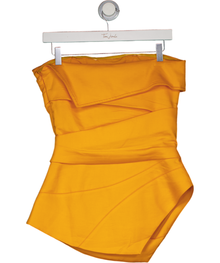 Karen Millen Orange Premium Linen Structured Pleated Tailored Bandeau Top UK 8