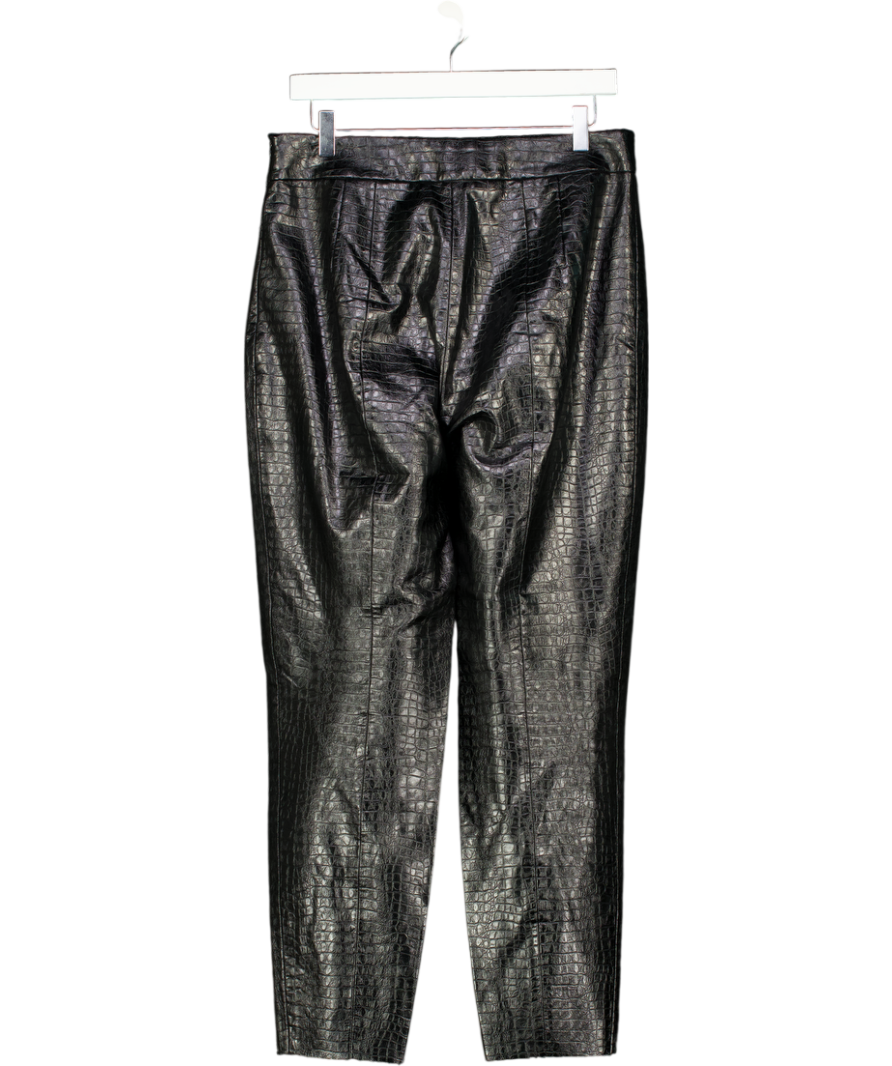 ZARA Black Faux Croc Straight Leg Trousers UK L