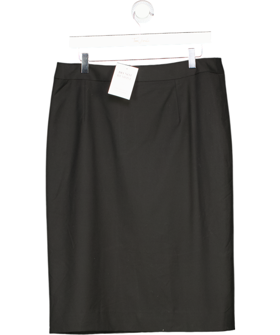 Jaeger Black Pencil Skirt With Back Slit UK 14