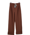 WANDERDOLL Brown Charlotte High Waist Pleated Suiting Trousers UK XS