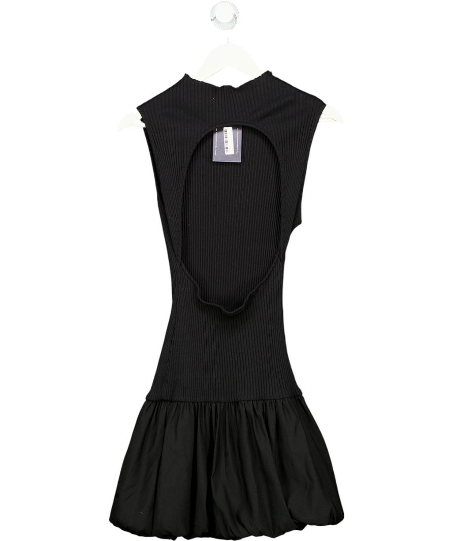 ZARA Black Ribbed Ballon Mini Dress UK S