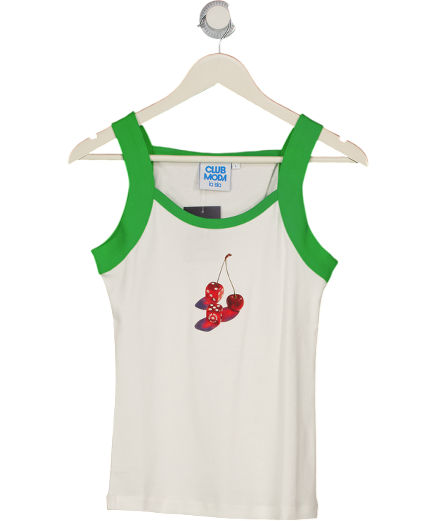 CLUB MODA White "la Isla" Cherry Dice Tank Top UK L