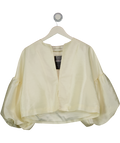 BY MALINA Cream Raw Silk Puff Sleeve Blouse / Jacket UK S
