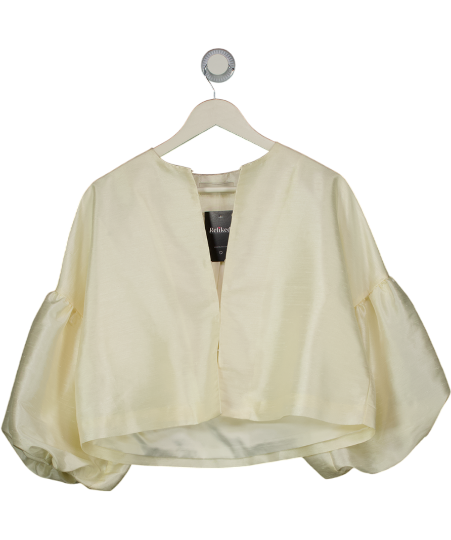 BY MALINA Cream Raw Silk Puff Sleeve Blouse / Jacket UK S
