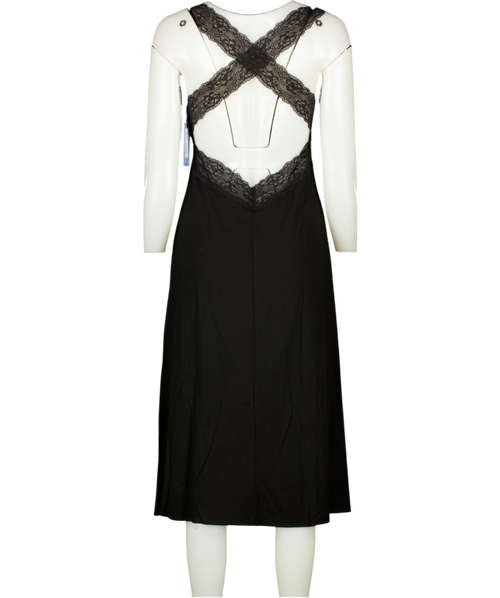 Reformation Black Lace Strap Low Back Midi Dress UK M