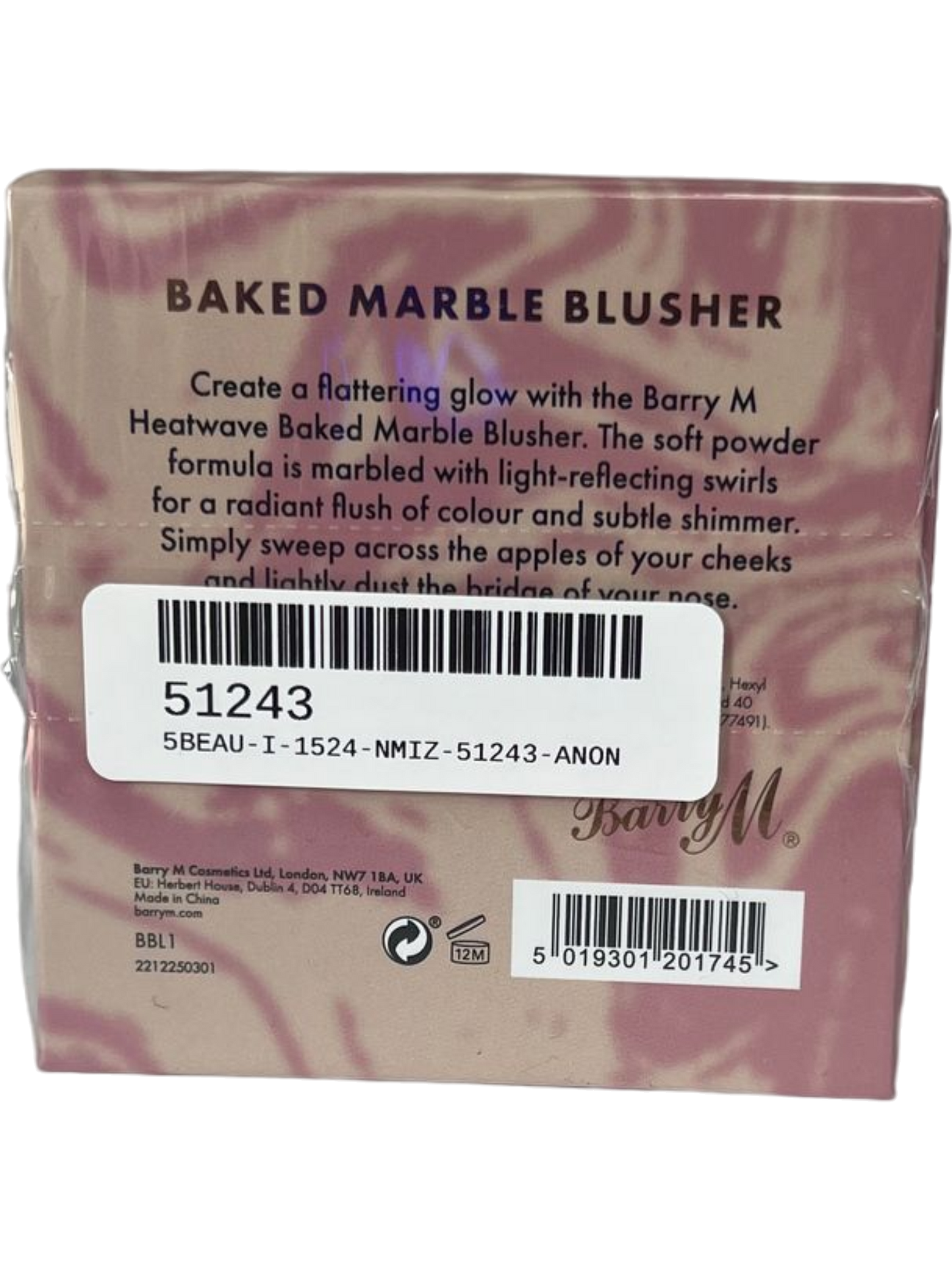 Barry M Coastal-Pink Heatwave Baked Marble Blusher