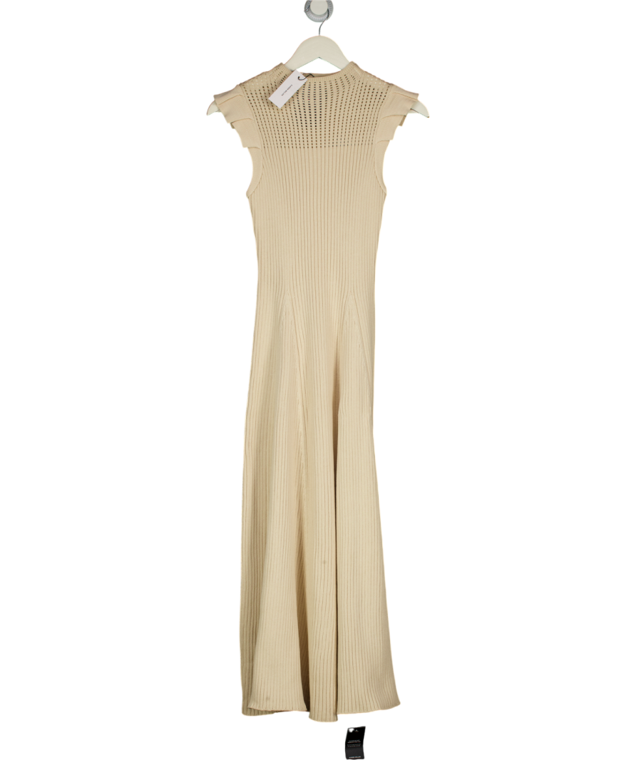 KAREN MILLEN Beige Ribbed Sleeveless Maxi Dress UK S