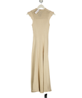 KAREN MILLEN Beige Ribbed Sleeveless Maxi Dress UK S