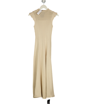 KAREN MILLEN Beige Ribbed Sleeveless Maxi Dress UK S