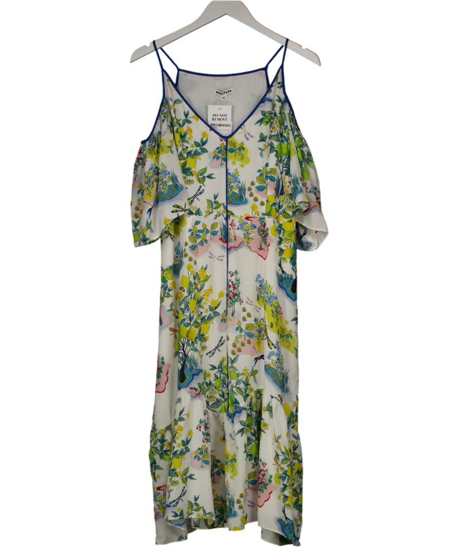 Whistles White / Multi Cold Shoulder Lemon Print Garden Dress UK 14