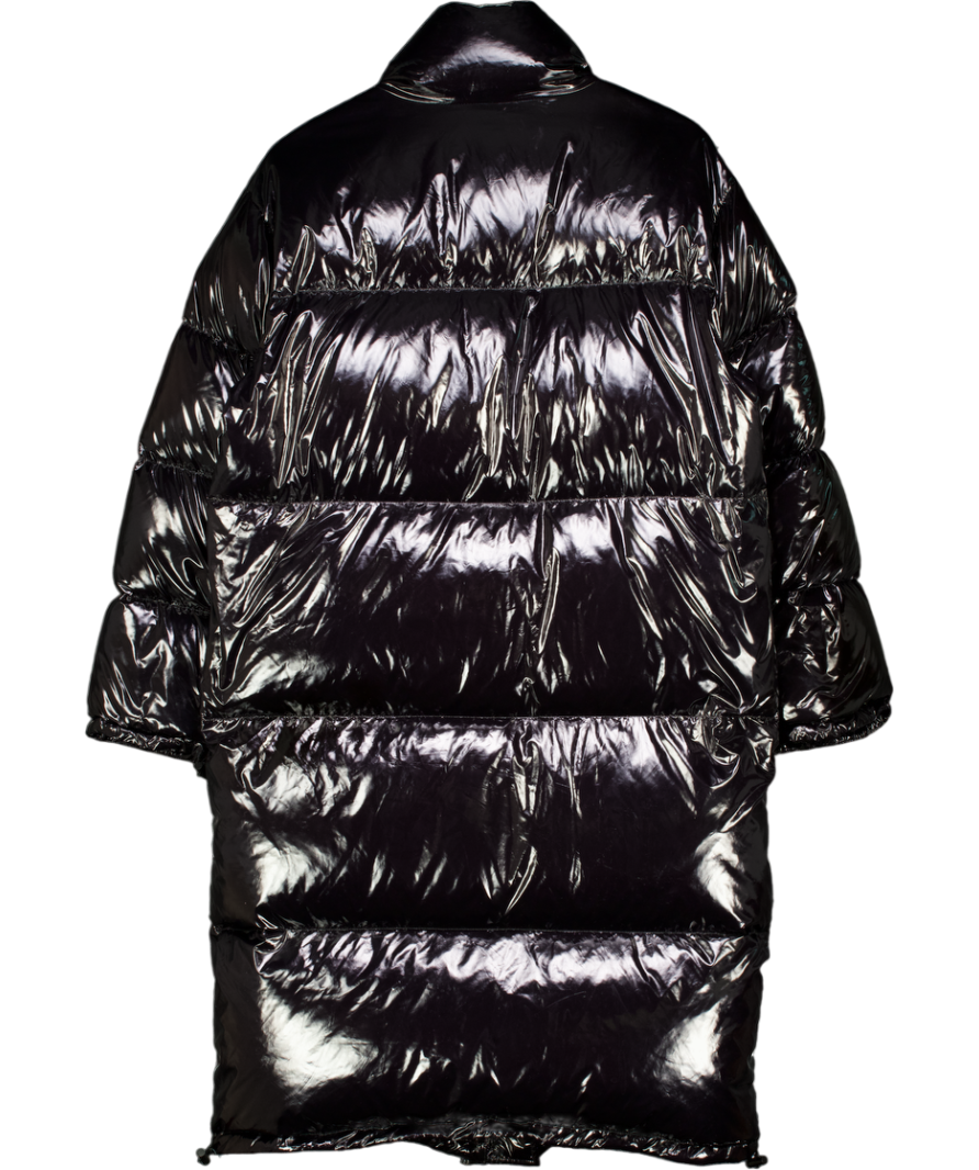 STAND STUDIO Black Patent Madelina Puffer Jacket Fr34 UK 6