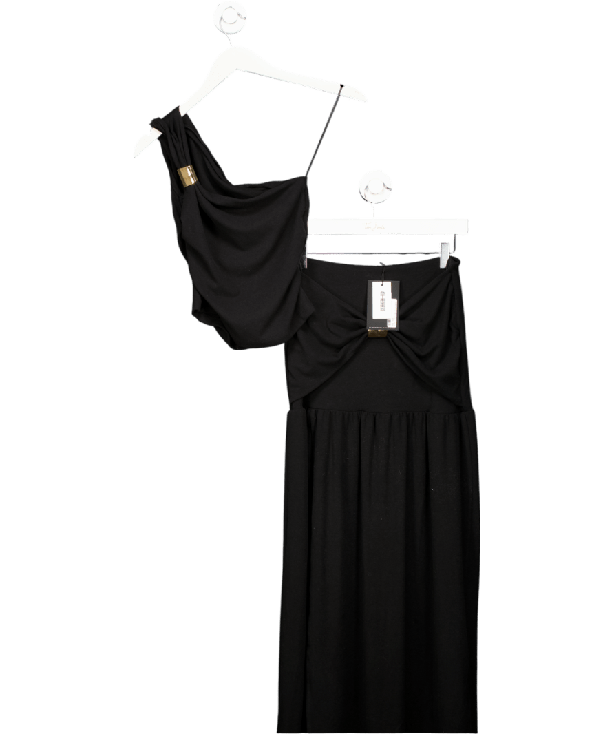 4th & Reckless 2 - piece Mai Black Gold Hardware Detail One Shoulder Top And Maxi Skirt Set UK 8 - Reliked