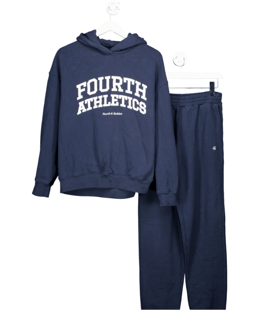 4th & Reckless 2 - piece Navy Blue Cuffed Jogger ( Uk S) And Logo Hoodie UK XS - Reliked