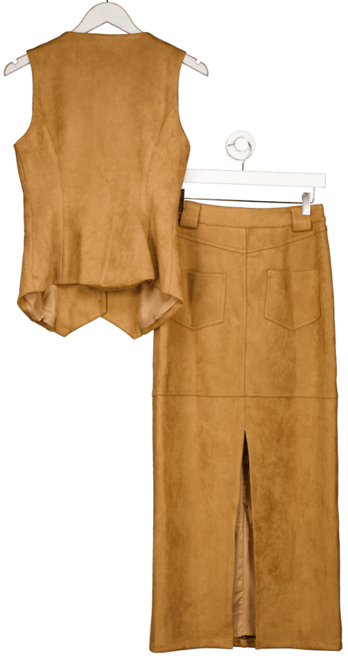 4th & Reckless 2 - piece Tan Brown Faux Briella Suede Waistcoat (uk 8) And Stephy Maxi Skirt Set UK 6 - Reliked