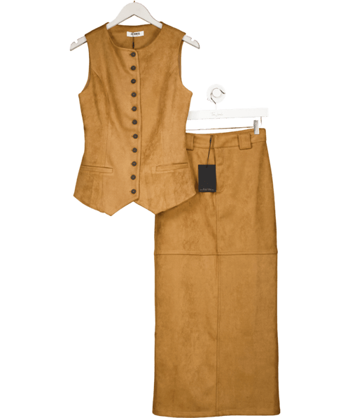 4th & Reckless 2 - piece Tan Brown Faux Briella Suede Waistcoat (uk 8) And Stephy Maxi Skirt Set UK 6 - Reliked