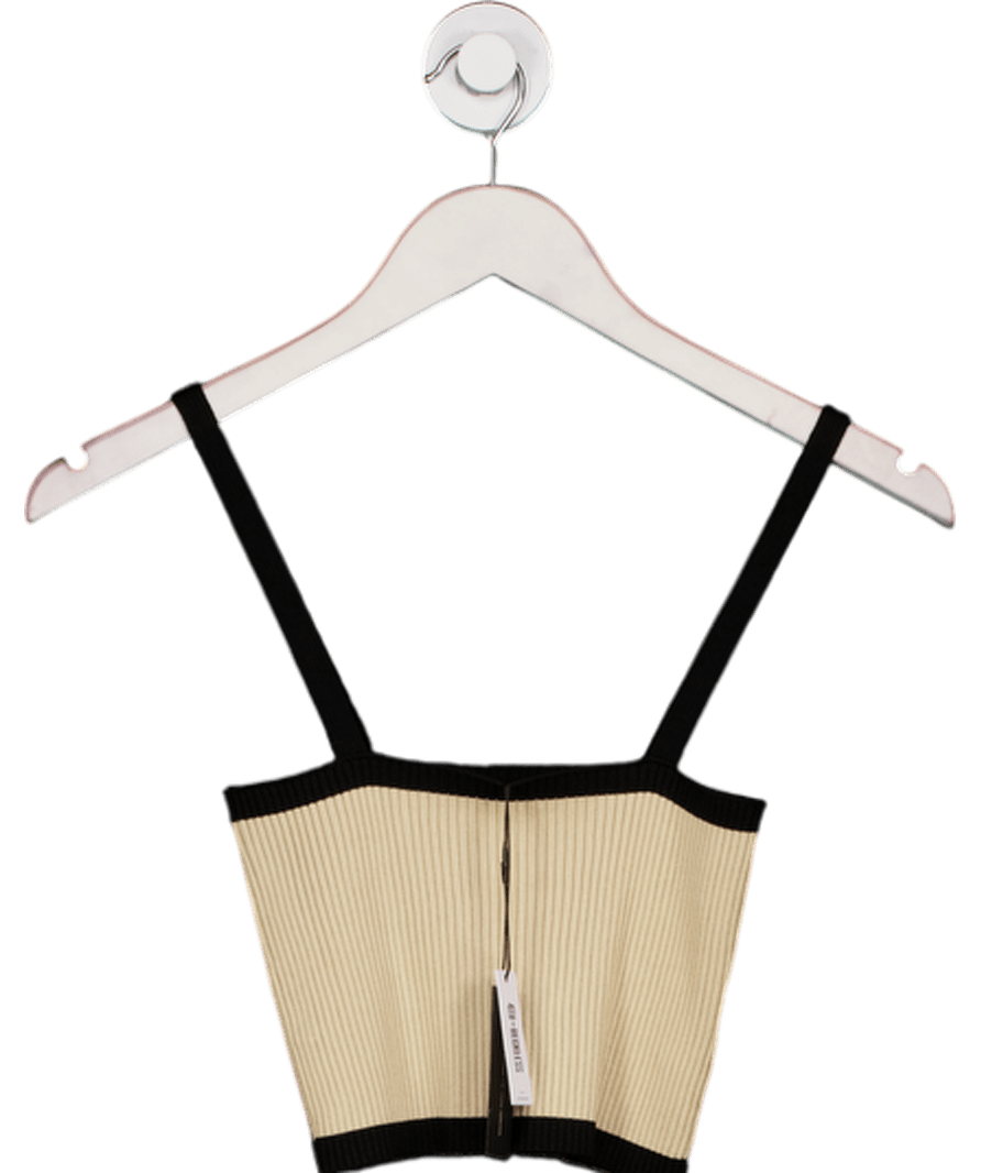 4th & Reckless Beige Contrast Strap Knitted Crop Top - Colette UK 8 - Reliked