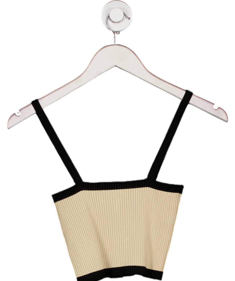 4th & Reckless Beige Contrast Strap Knitted Crop Top - Colette UK 8 - Reliked