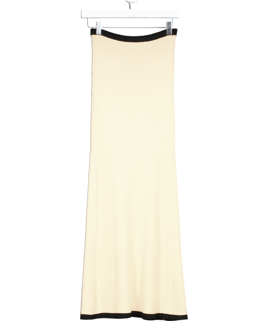 4th & Reckless Beige Contrast Waistband Knitted Maxi Skirt - Colette UK 8 - Reliked