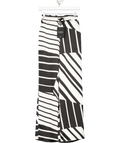 4th & Reckless Black And White Abstract Print Satin Trouser - Amira UK 6 - Reliked