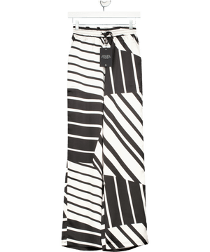 4th & Reckless Black And White Abstract Print Satin Trouser- Amira UK 6