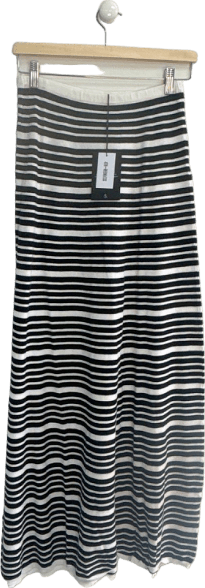 4th & Reckless Black and White Striped Midi Skirt UK 8 - Reliked