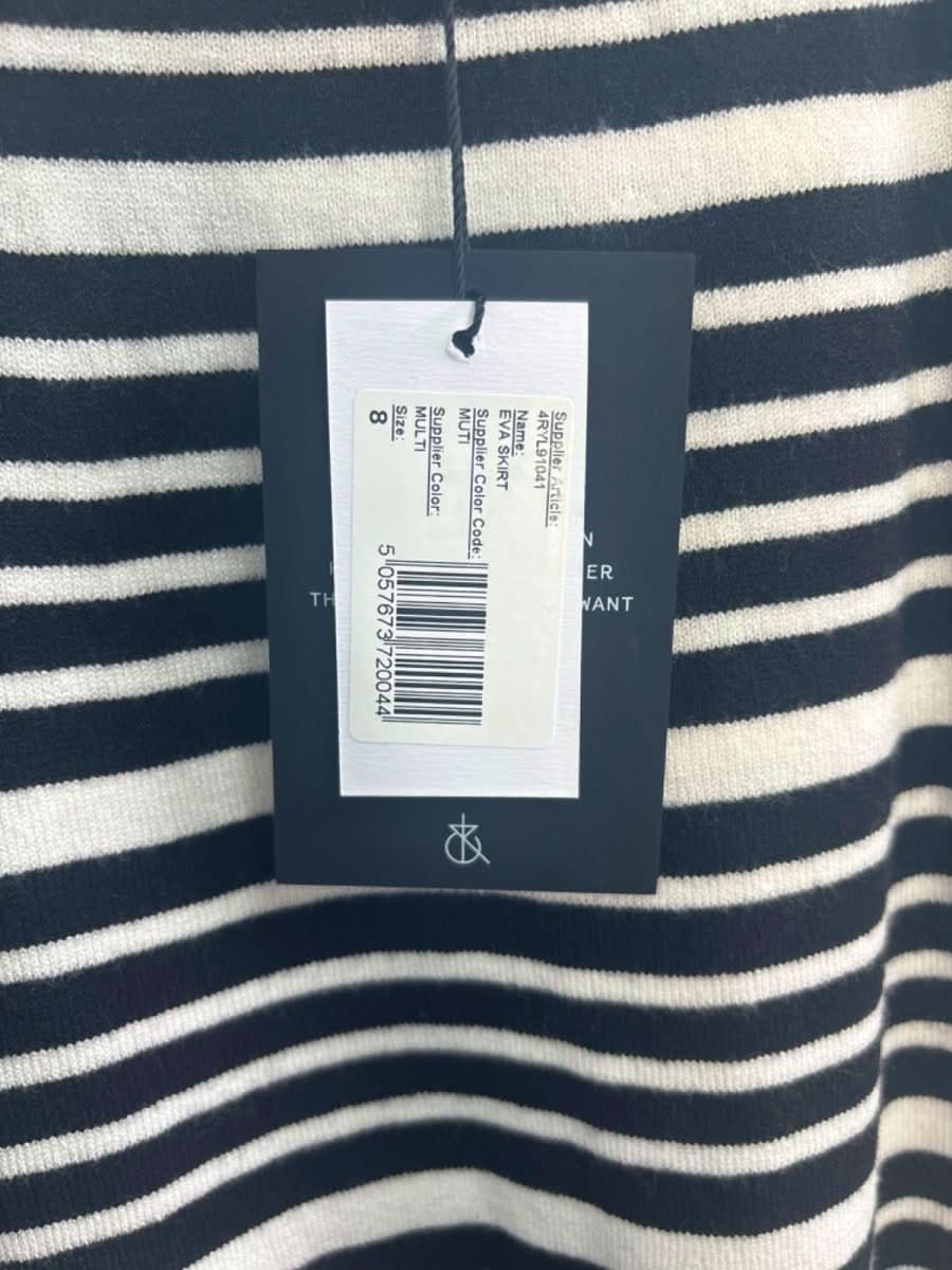 4th & Reckless Black and White Striped Midi Skirt UK 8 - Reliked