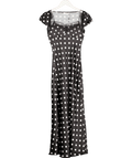 4th & Reckless Black Polka Dot Print Satin Slip Maxi Dress UK 6 - Reliked