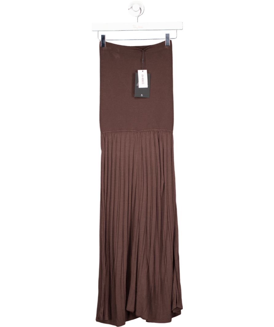 4th & Reckless Chocolate Brown Knitted Drop Waist Maxi Skirt - Nancy UK 8 - Reliked