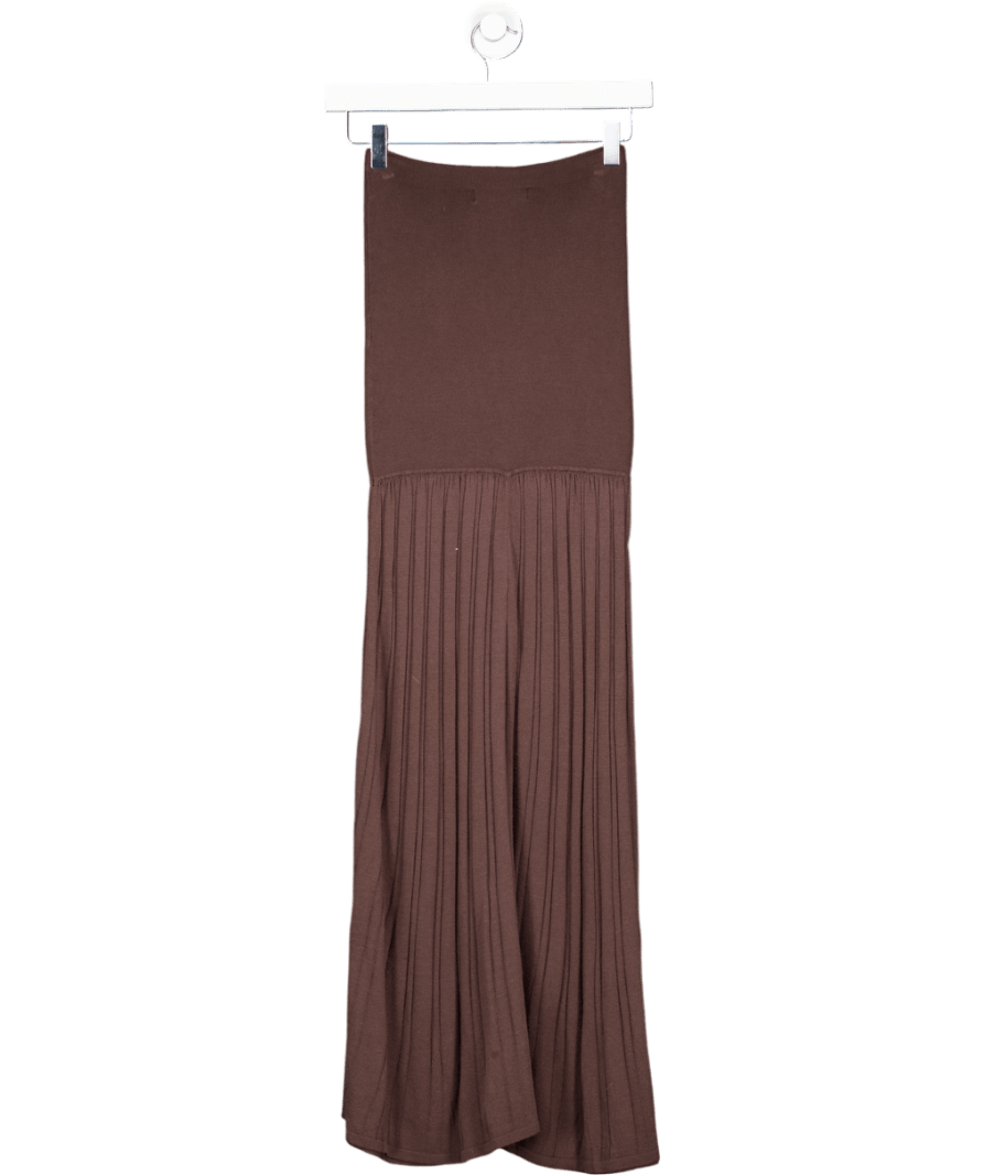 4th & Reckless Chocolate Brown Knitted Drop Waist Maxi Skirt - Nancy UK 8 - Reliked