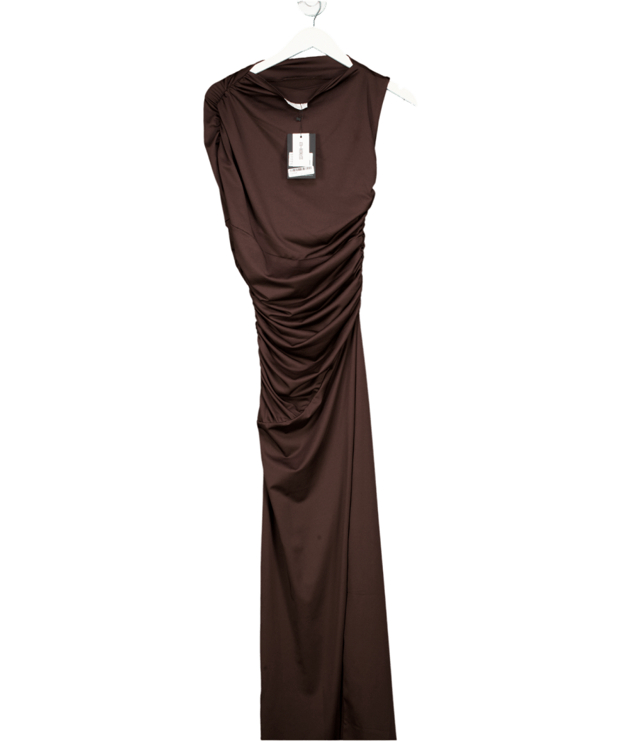 4th & Reckless Chocolate Brown Ruched Sleeveless Maxi Dress - Oakley UK 8 - Reliked