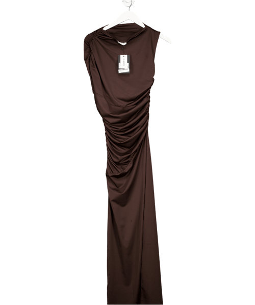 4th & Reckless Chocolate Brown Ruched Sleeveless Maxi Dress - Oakley UK 8 - Reliked