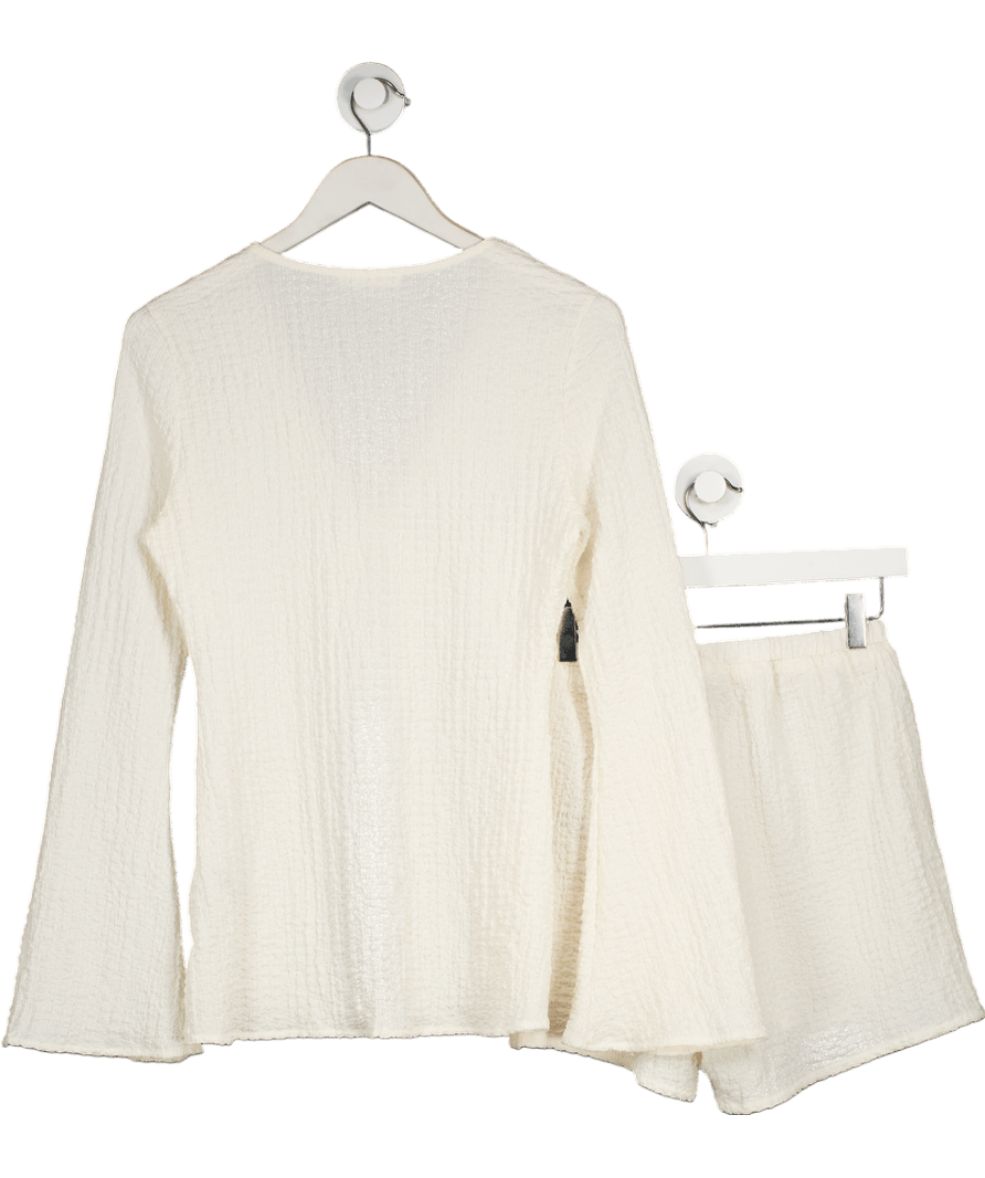 4th & Reckless Cream 2 - piece X Loz Vassallo Lanai Crinkle Linen Beach Co - ord Set UK 6 - Reliked