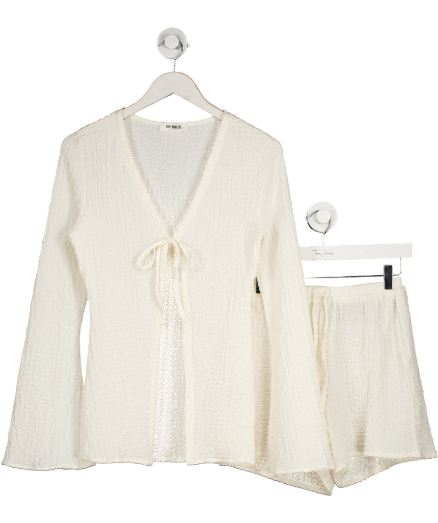 4th & Reckless Cream 2 - piece X Loz Vassallo Lanai Crinkle Linen Beach Co - ord Set UK 6 - Reliked