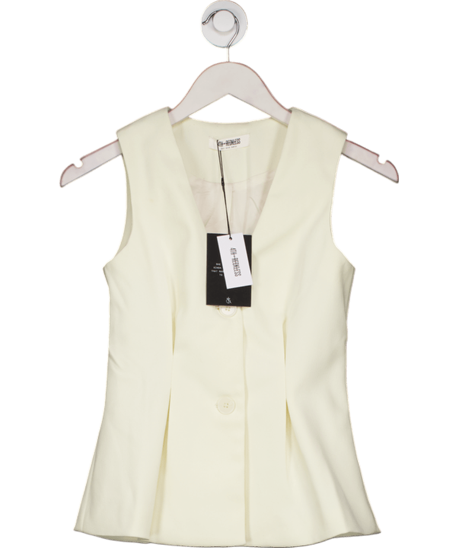 4th & Reckless Cream Mila Tailored Cinched Waistcoat UK 6 - Reliked