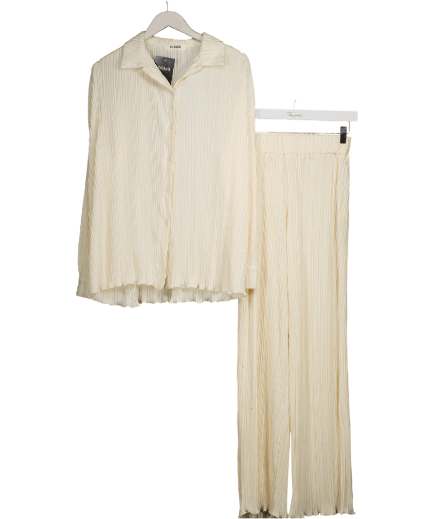 4th & Reckless Cream Plisse Shirt And Trousers UK 6 - Reliked
