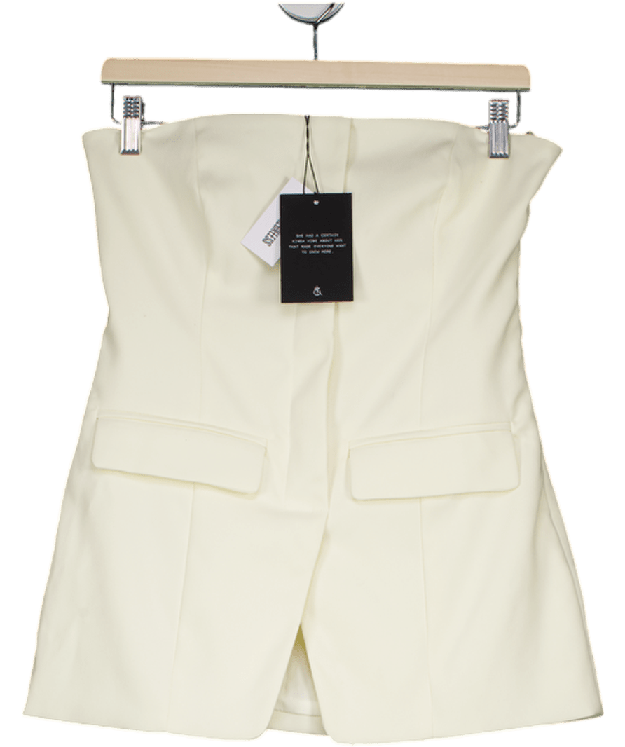 4th & Reckless Cream Tailored Bandeau Split Front Top UK 8 - Reliked