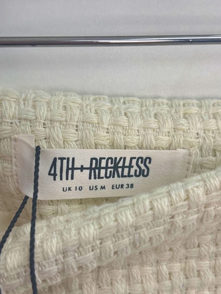 4th & Reckless Cream Tweed Mini Skirt UK 10 - Reliked