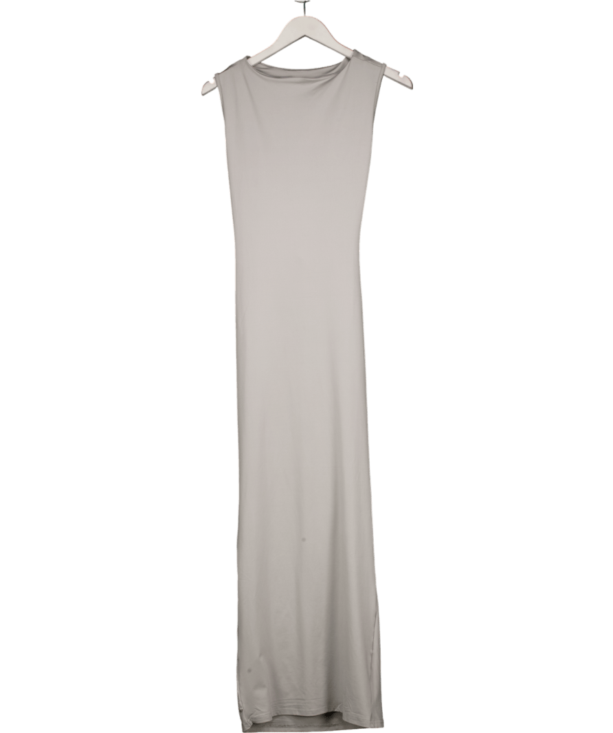 4th & Reckless Grey Sleeveless Ruched High Neck Maxi Dress UK 6 - Reliked
