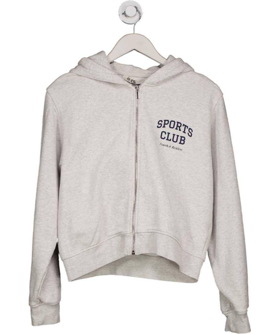 4th & Reckless Grey "sports Club" Sara Zip Hoodie UK S - Reliked
