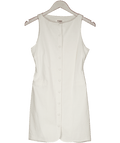 4th & Reckless Linen Look Sleeveless High Neck Button Through Mini Dress In White UK 8 - Reliked