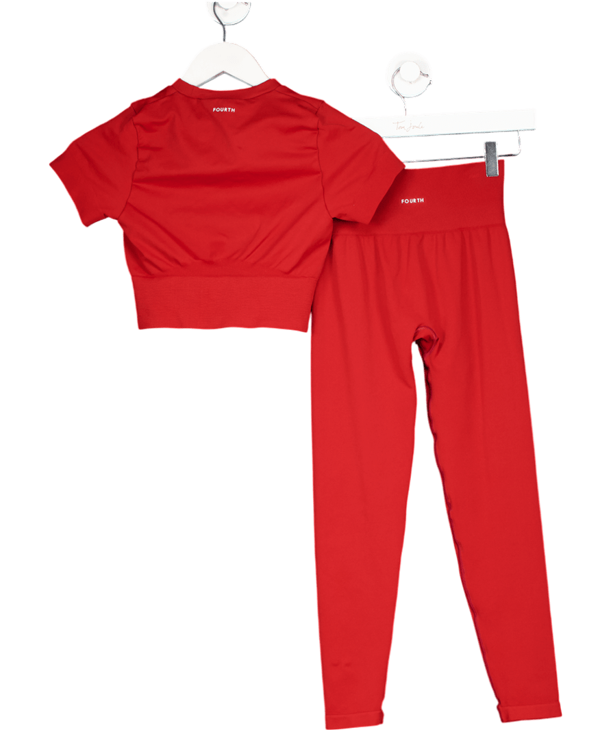 4th & Reckless Red 2 - piece Sculpting Seamless Gym Leggings And Crop Top Set UK S - Reliked