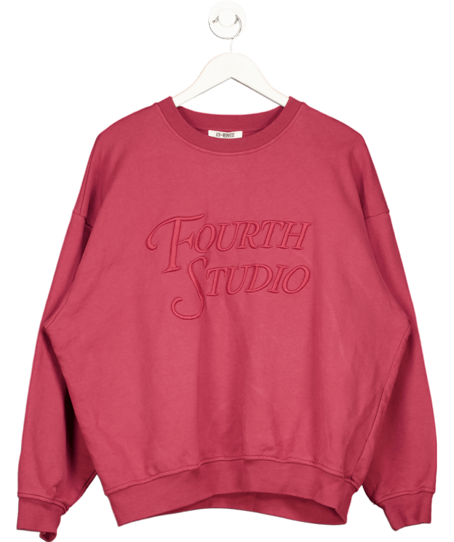 4th & Reckless Red Cotton Embroidered Logo Sweatshirt UK M - Reliked