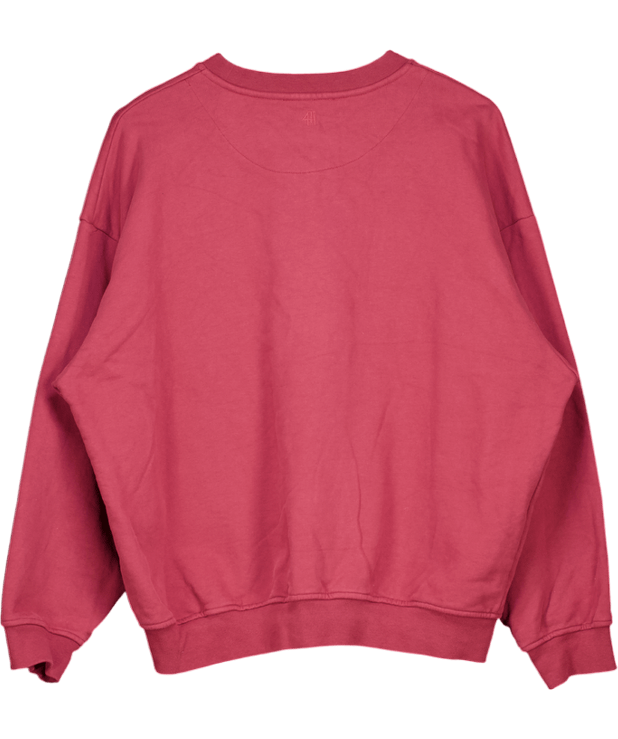 4th & Reckless Red Cotton Embroidered Logo Sweatshirt UK M - Reliked