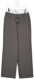 4th & Reckless Tailored Contrast Waist Band Straight Leg Trousers In Dark Grey UK 8 - Reliked